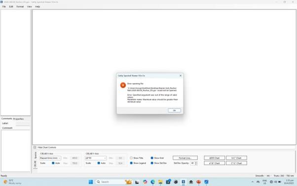 Screenshot of window pop-up in spectral viewer